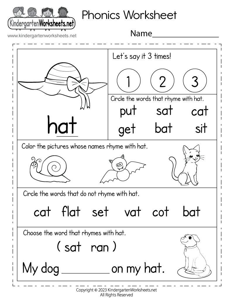 Phonics Worksheet Free Printable PDF