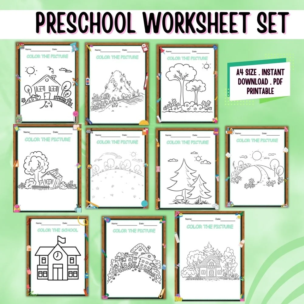 PLR Preschool Worksheets Set Plr printables store