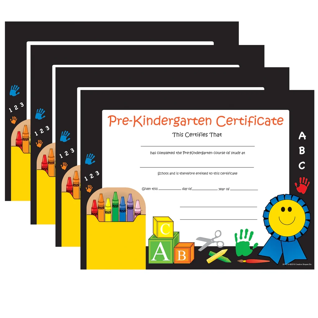Pre K Certificate Preschool Diploma Pre Kindergarten Certificates