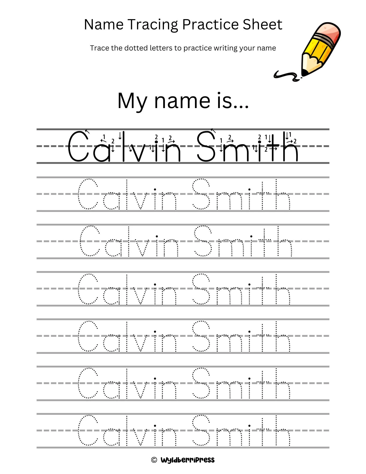 Pre k Custom Name Tracing Worksheet Name Trace Printable Handwriting Practice Pages Personalized Name Tracing PDF Etsy