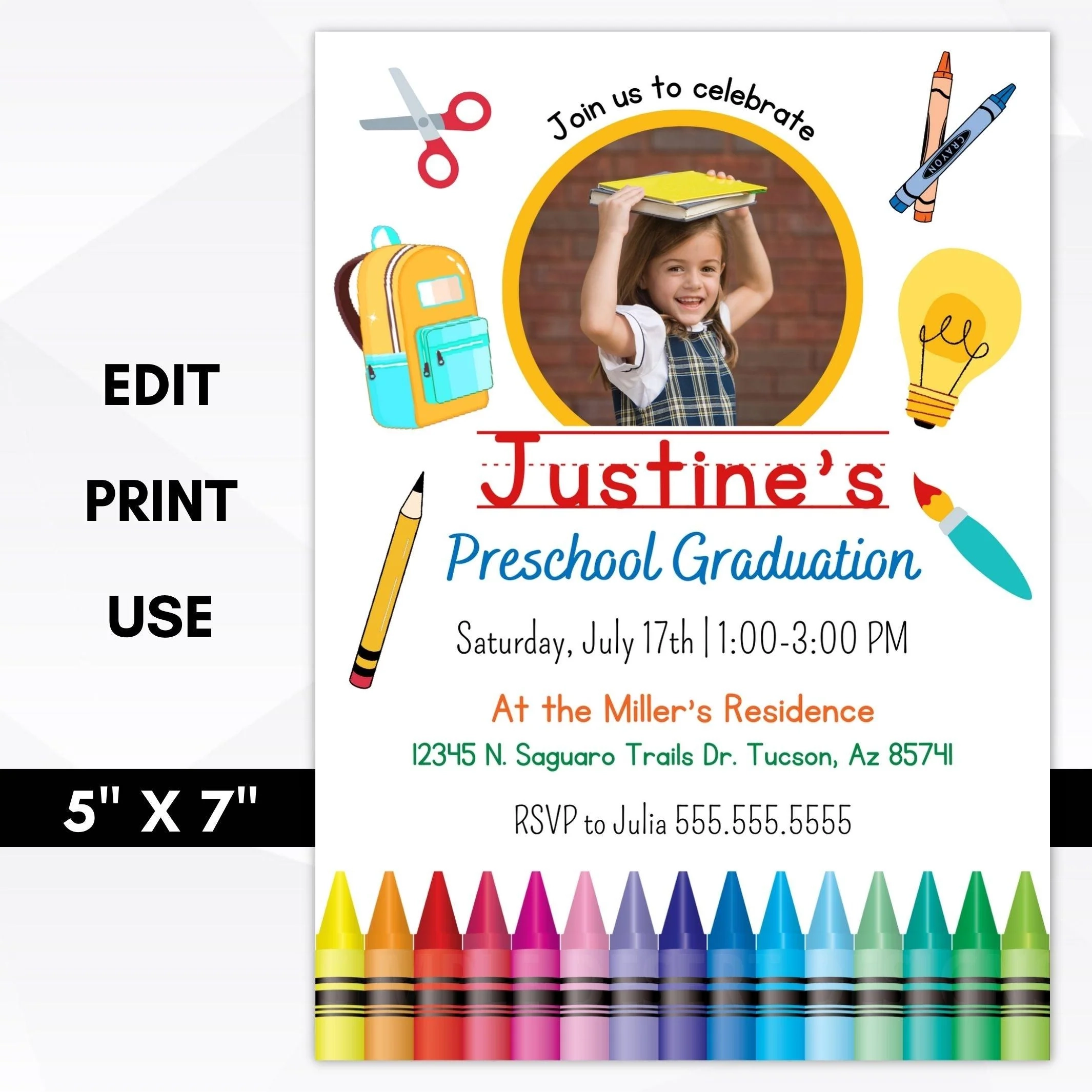 PreK Graduation Invitation Template Simple Desert Designs