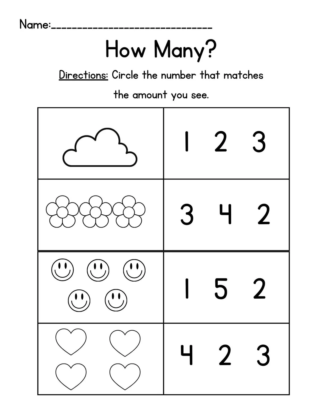Prek Number Packet Prek Numbers 1 5 Prek Counting Worksheet Pre k Worksheet Etsy
