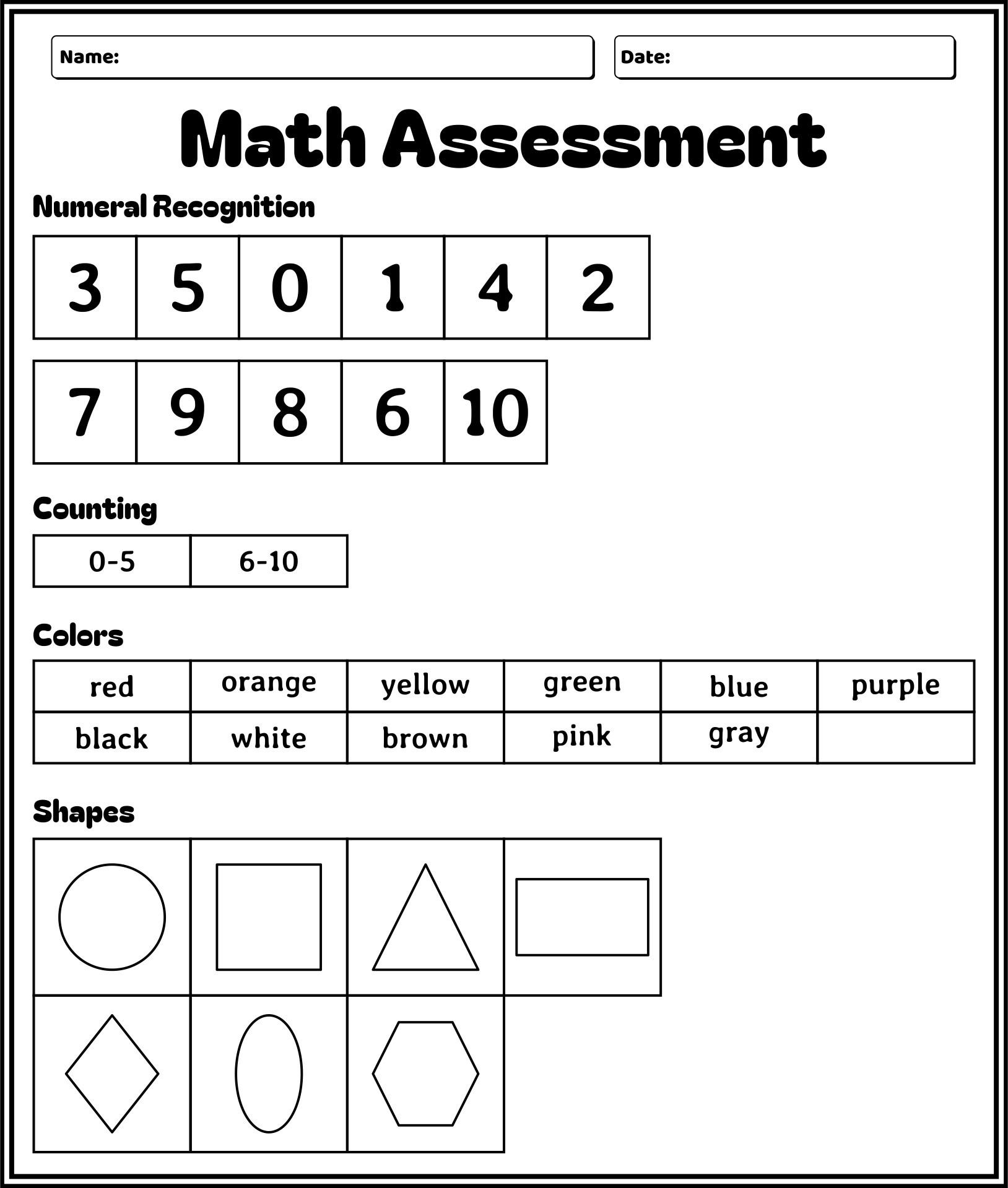 Preschool Assessment Skills 17 Free PDF Printables Printablee