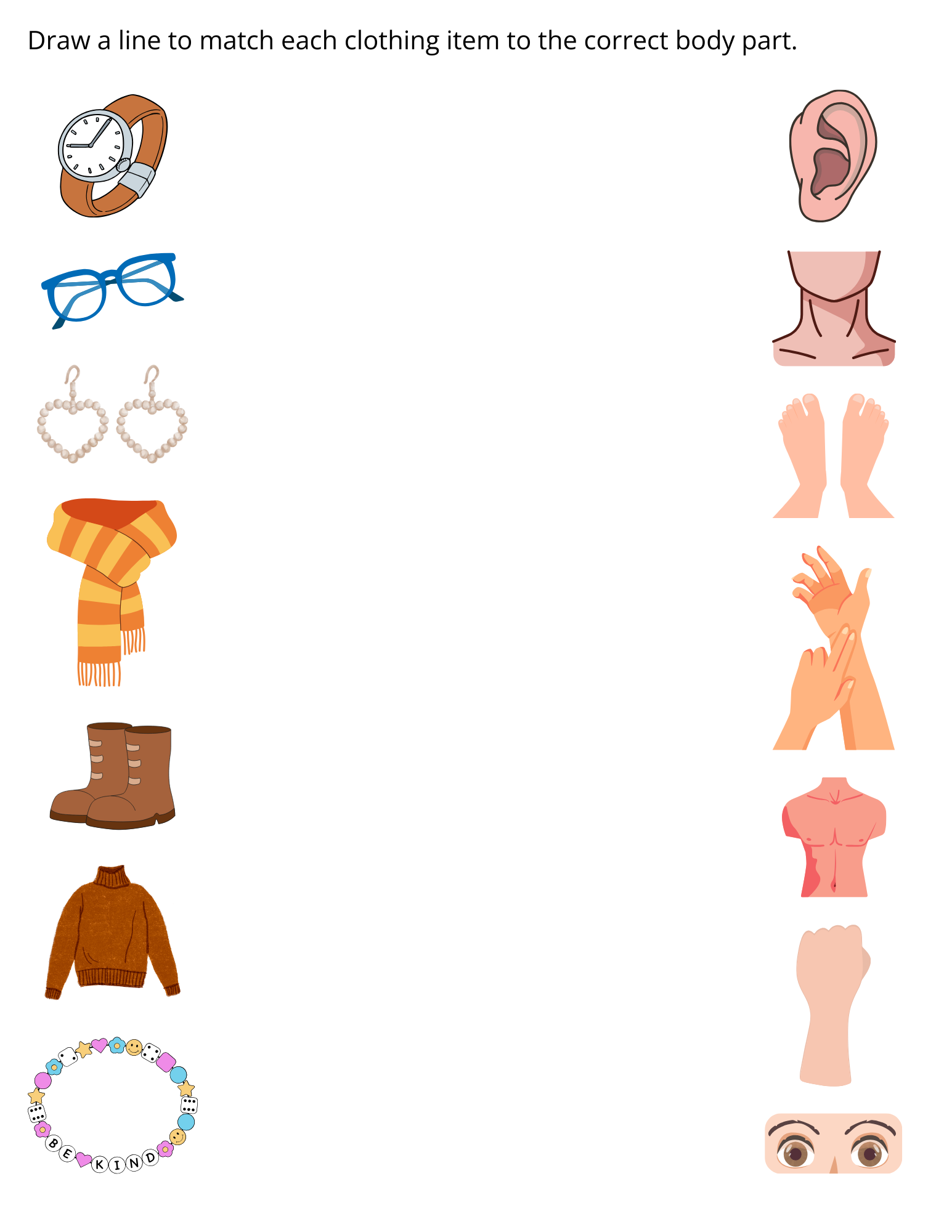 Preschool Body Parts And Clothes Worksheets For Kindergarten Made By Teachers