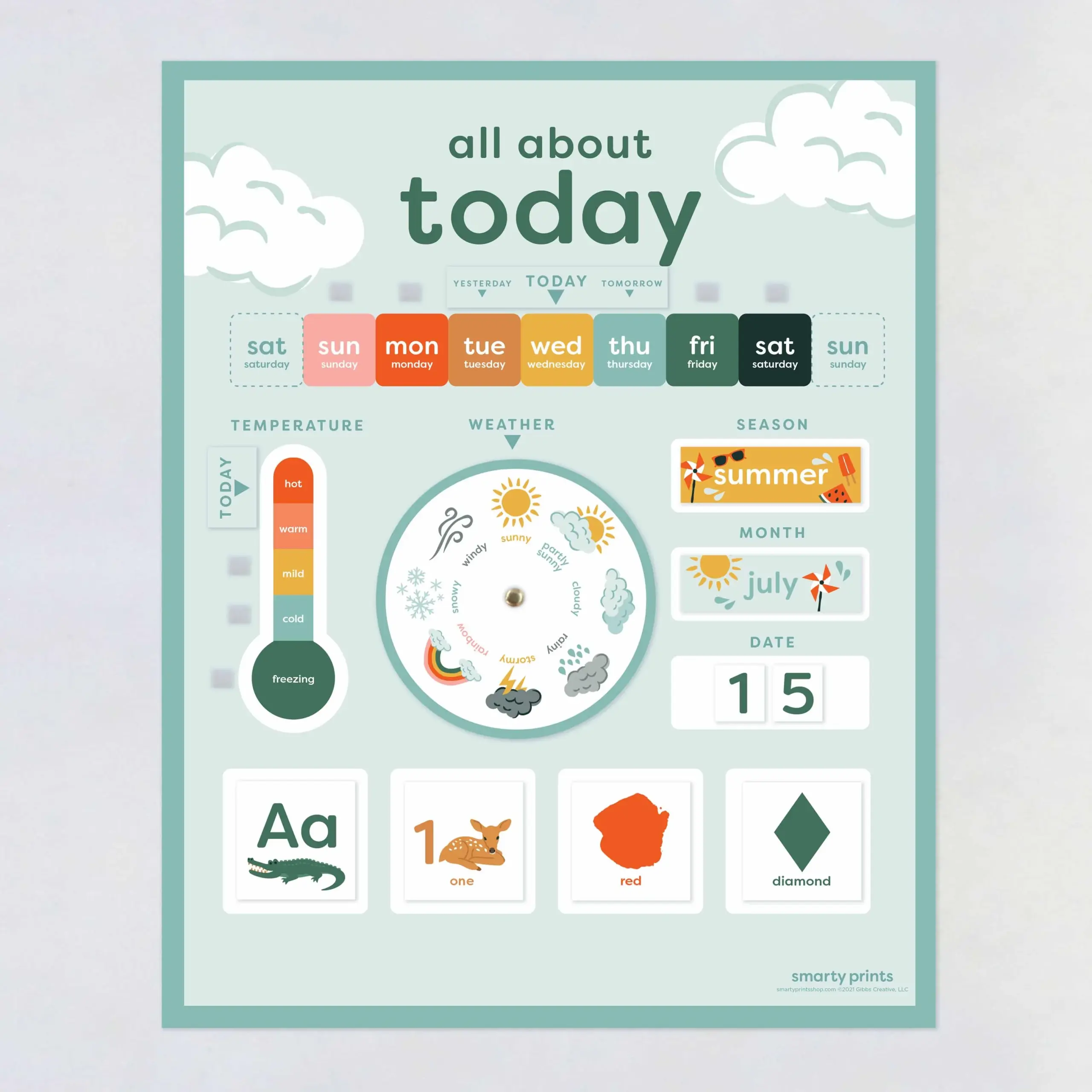 Preschool Circle Time Board Daily Morning Board Kids Daily Calendar Smarty Prints