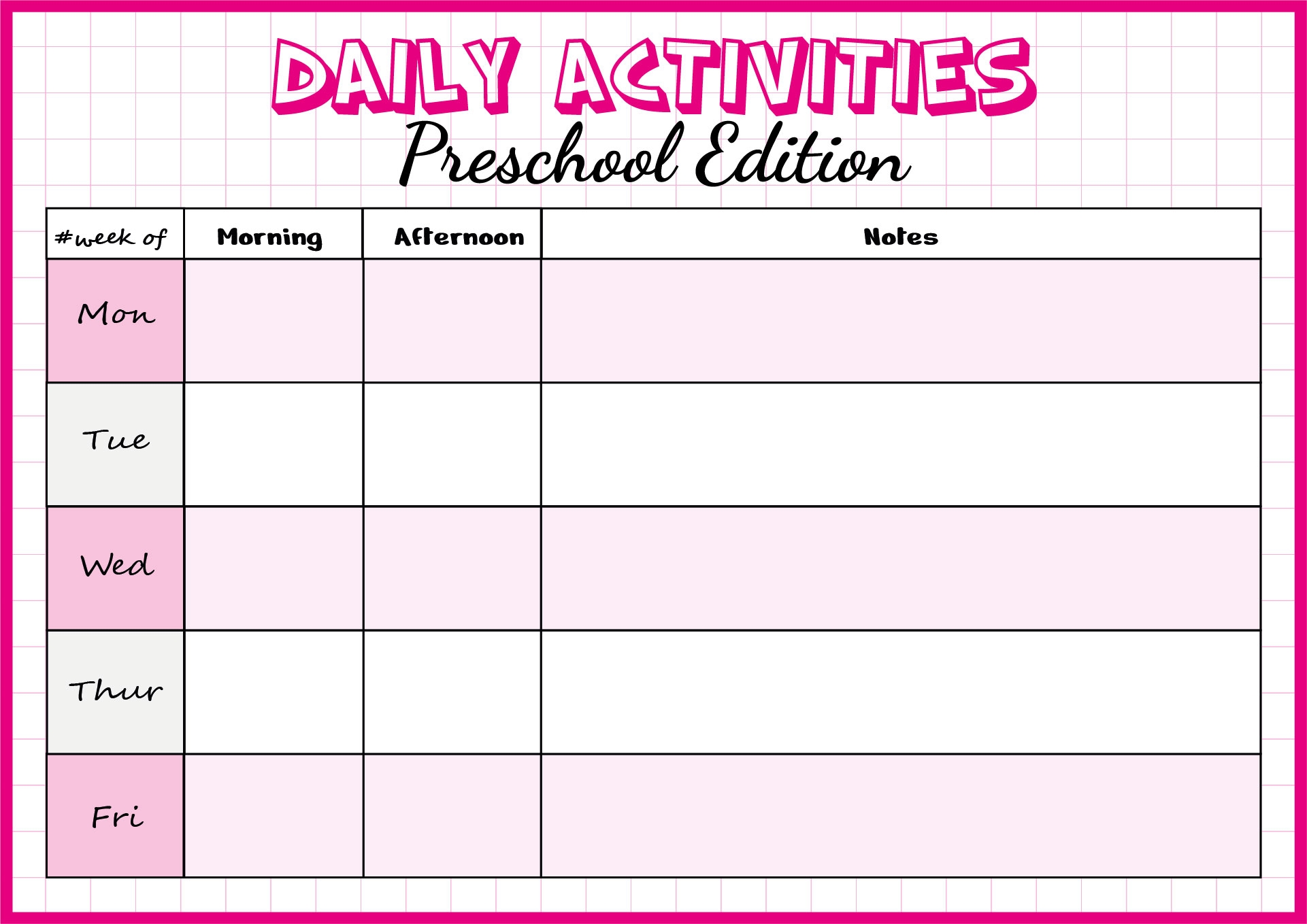 Preschool Daily Reports 15 Free PDF Printables Printablee