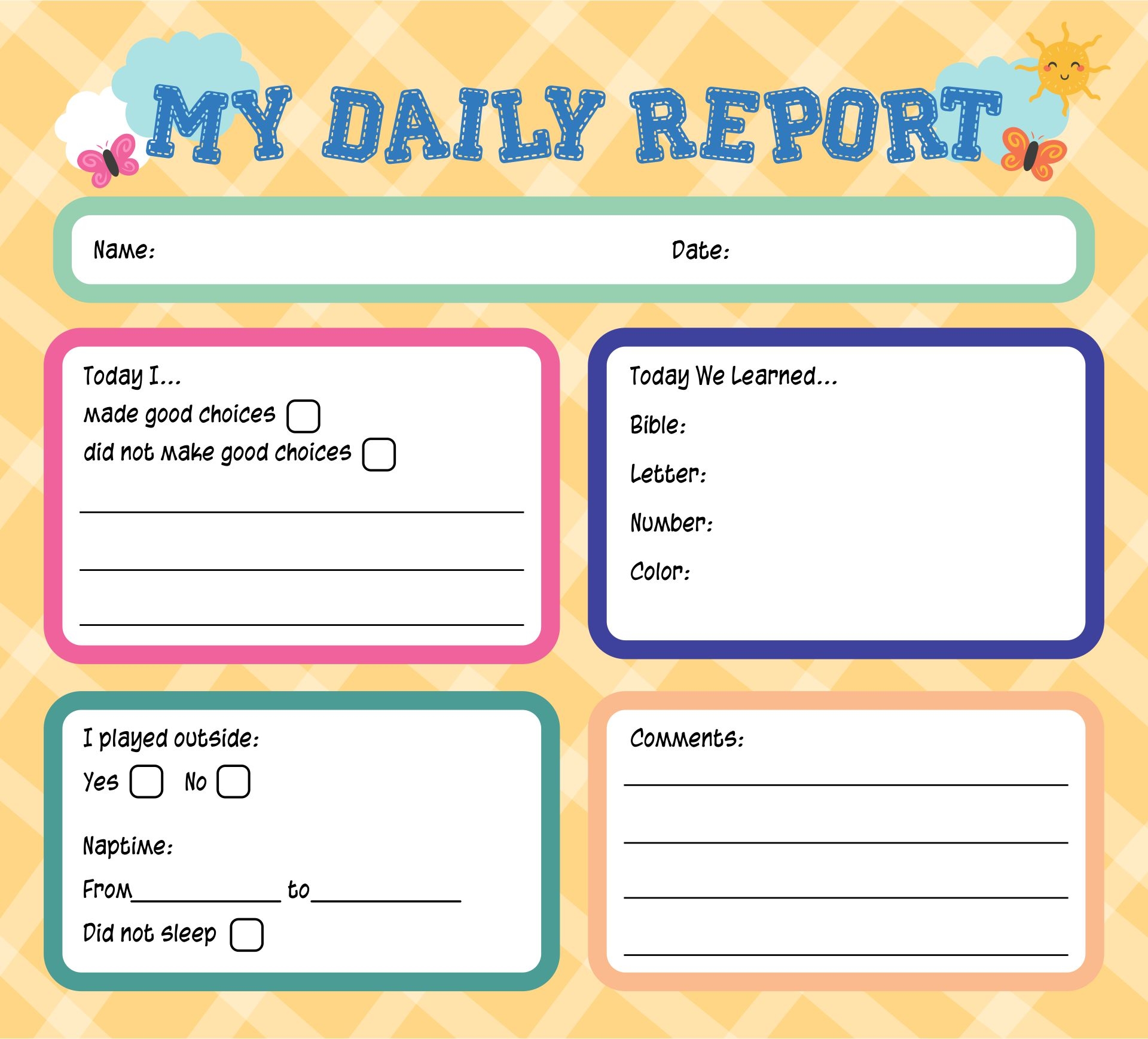 Preschool Daily Reports 15 Free PDF Printables Printablee