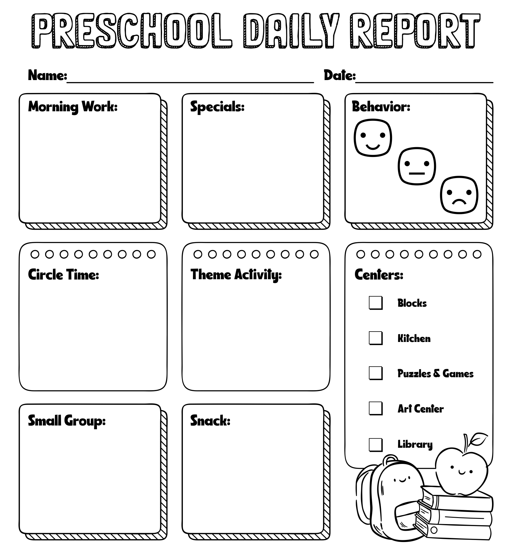 Preschool Daily Reports 15 Free PDF Printables Printablee