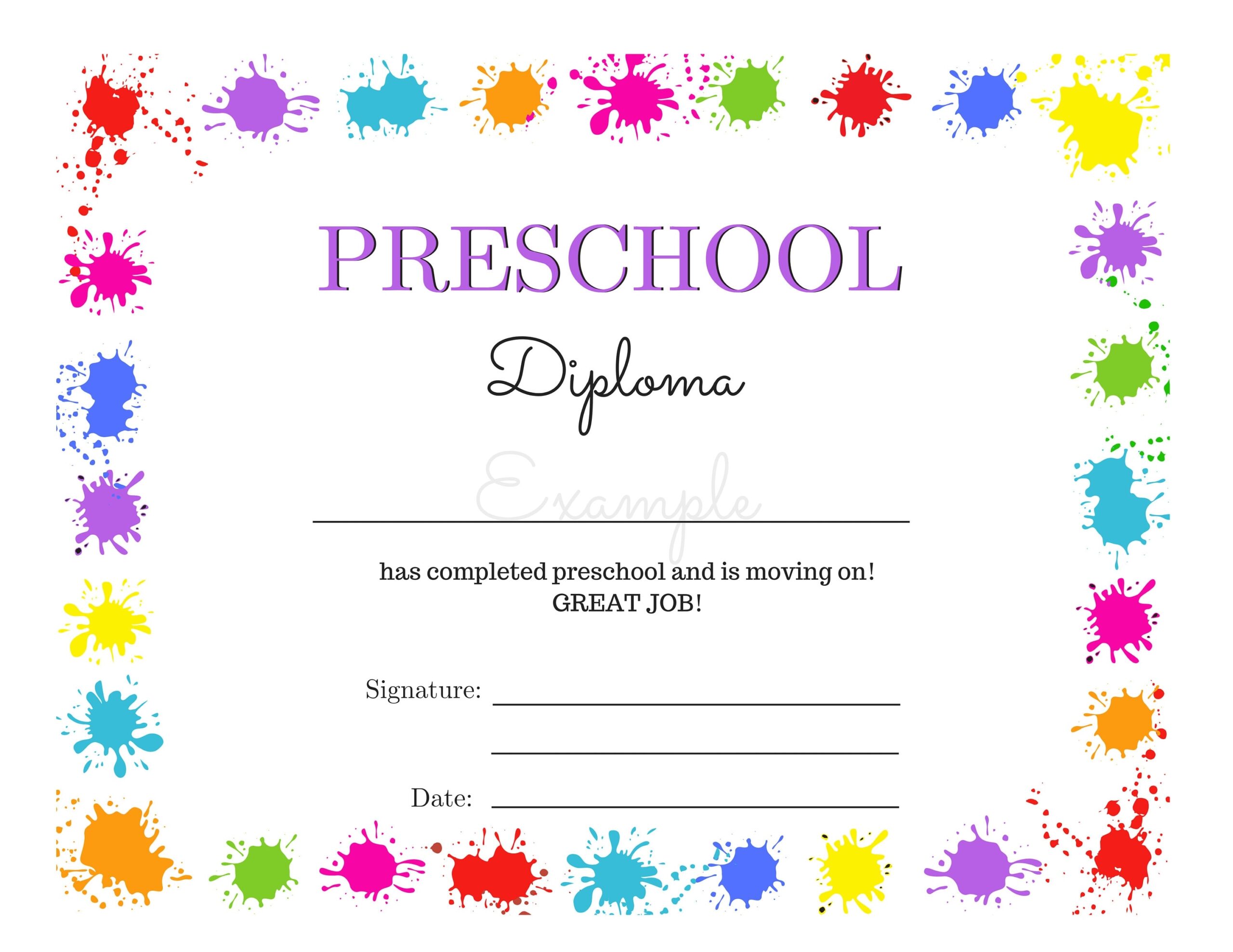 Preschool Graduation Diploma Instant Download Printable Diploma Etsy Preschool Graduation Diploma Instant Download Printable Diploma Etsy