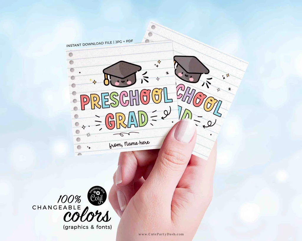 Preschool Graduation Tag Printable INSTANT DOWNLOAD Cute Party Dash Preschool Graduation Tag Printable INSTANT DOWNLOAD Cute Party Dash