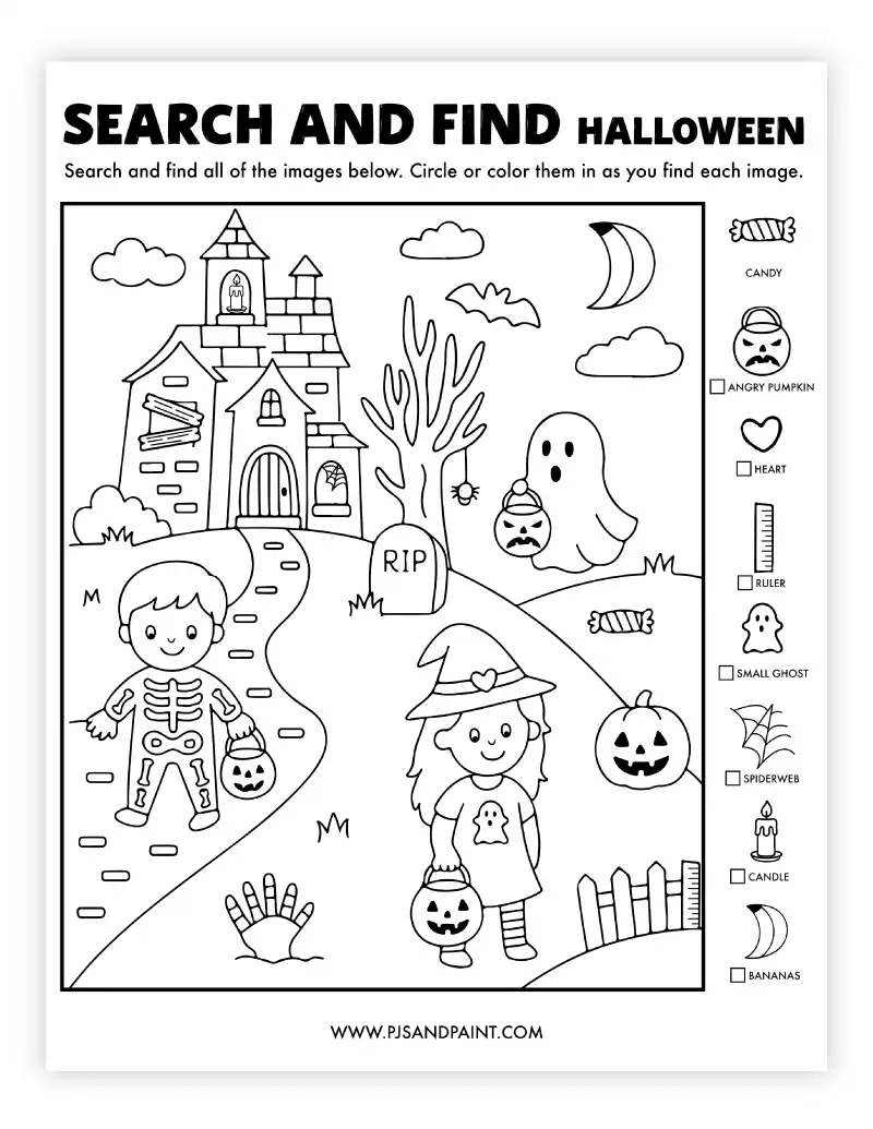 Preschool Halloween Free Printable Halloween Sheets Free Printable Halloween Search And Find Pjs And Paint