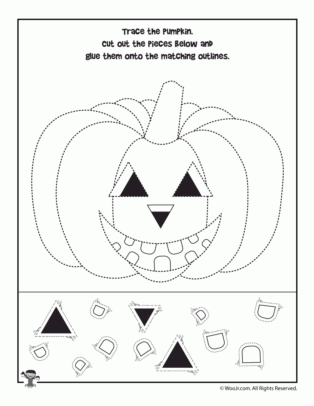 Preschool Halloween Worksheets Tracing Cutting Matching Woo Jr Kids Activities Children s Publishing