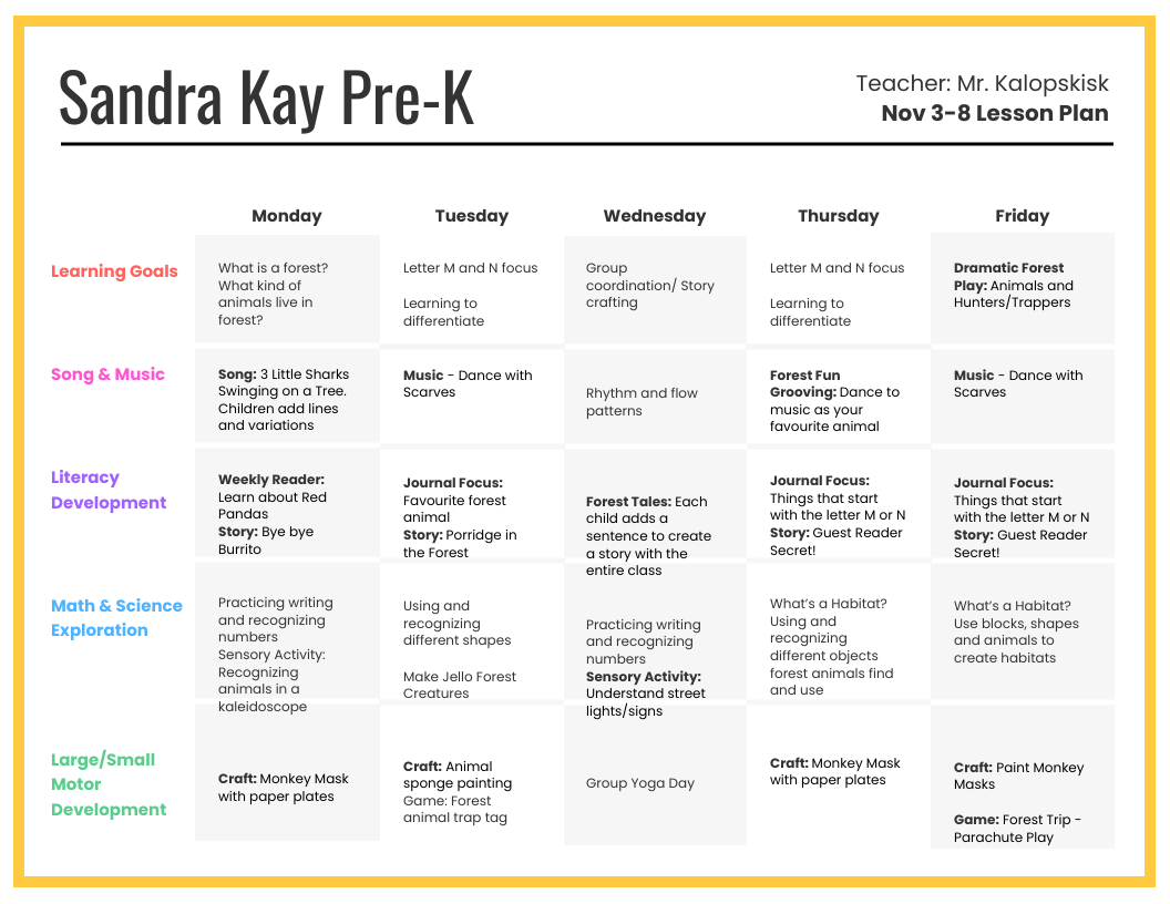 Preschool Lesson Plan Venngage Preschool Lesson Plan Venngage