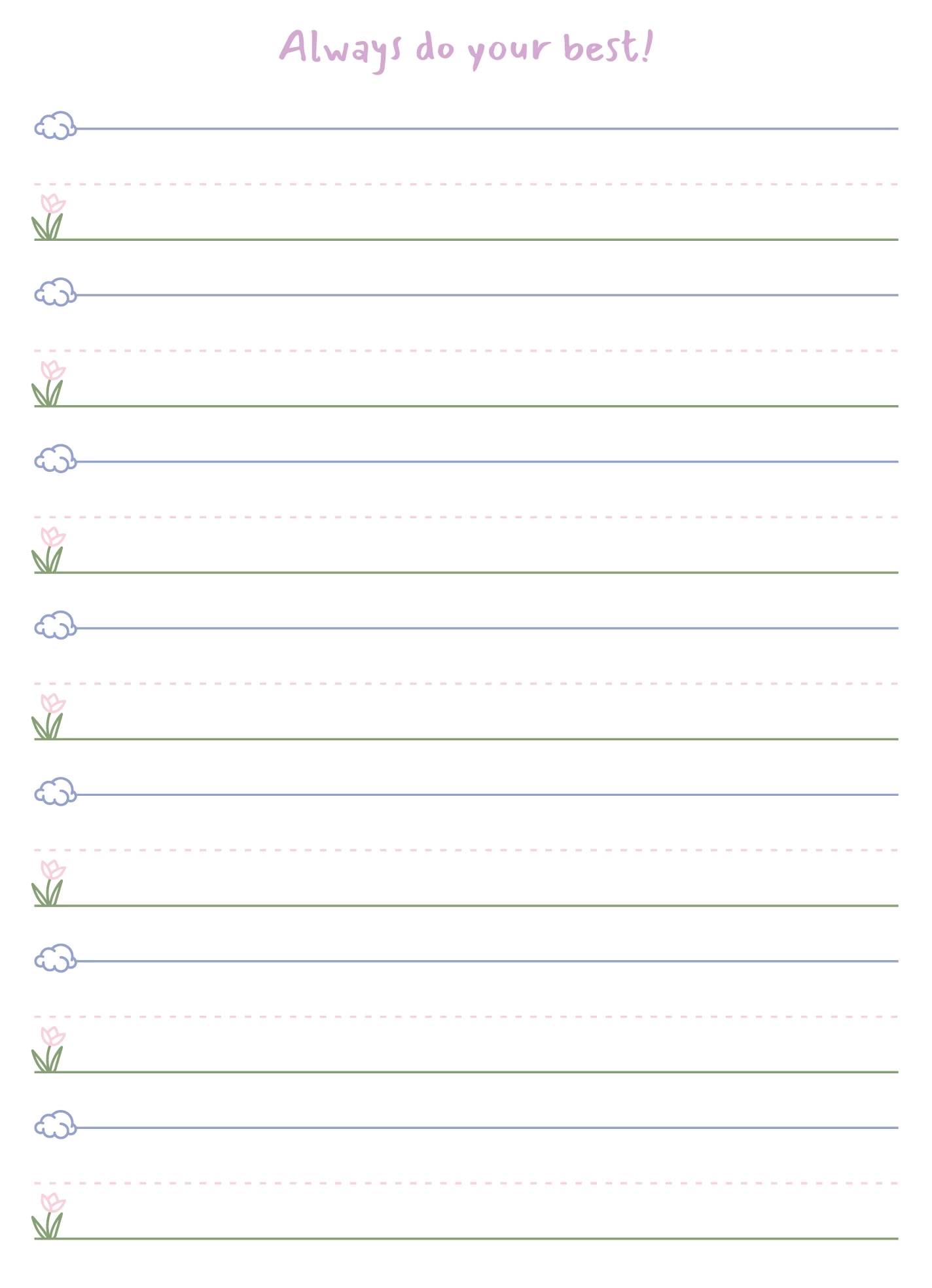 Preschool Lined Writing Paper Free Google Docs Template Gdoc io
