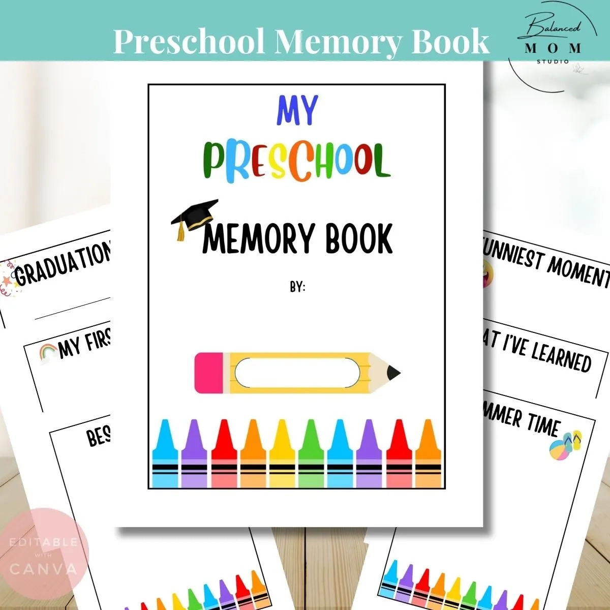 Preschool Memory Book 20 Page Keepsake Canva Template digital Download Etsy