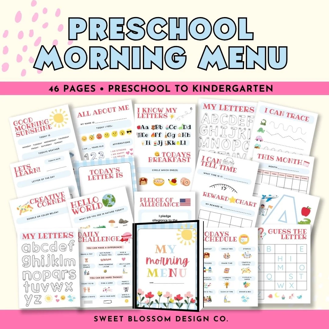Preschool Morning Menu Printable Farm Girl Designs