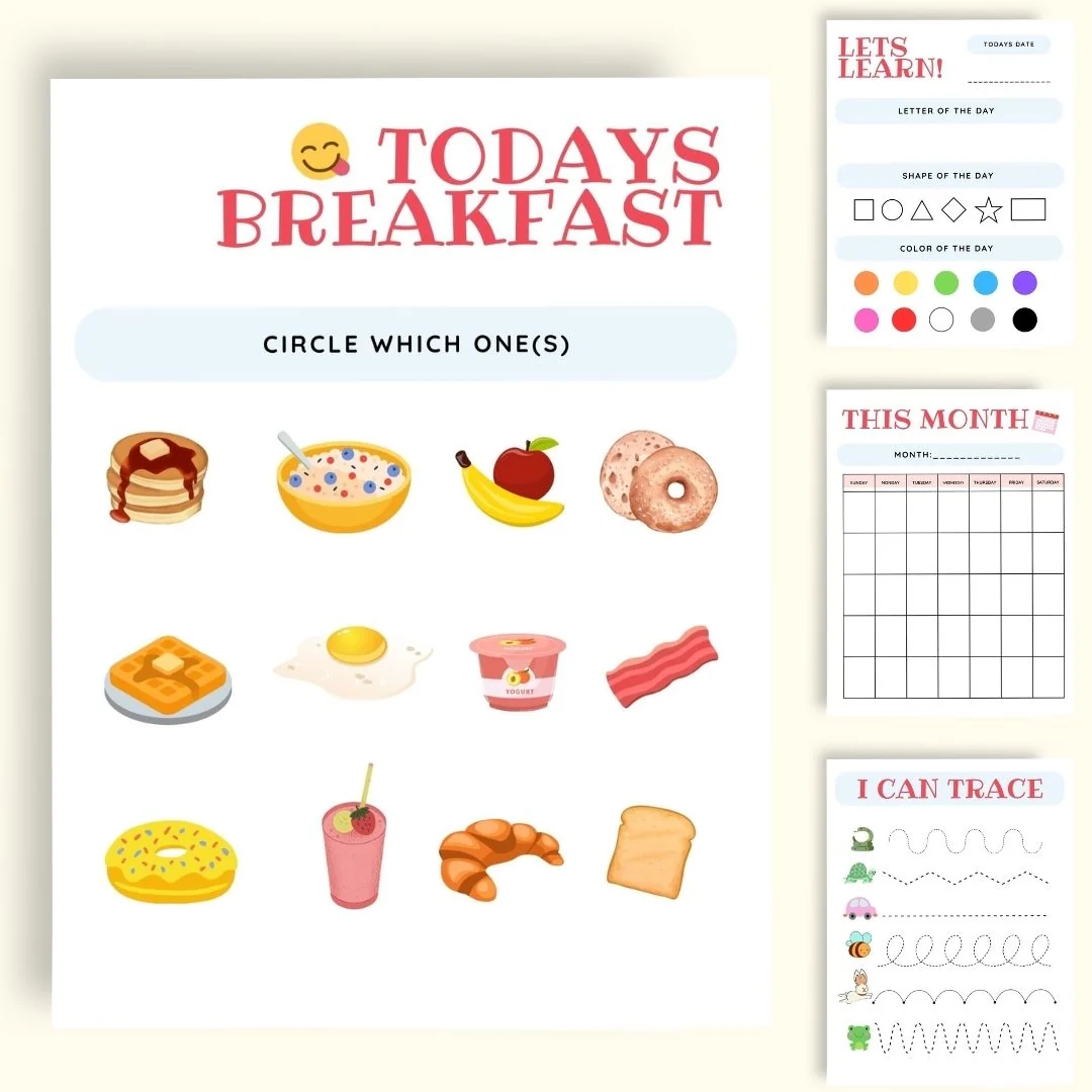 Preschool Morning Menu Printable Farm Girl Designs