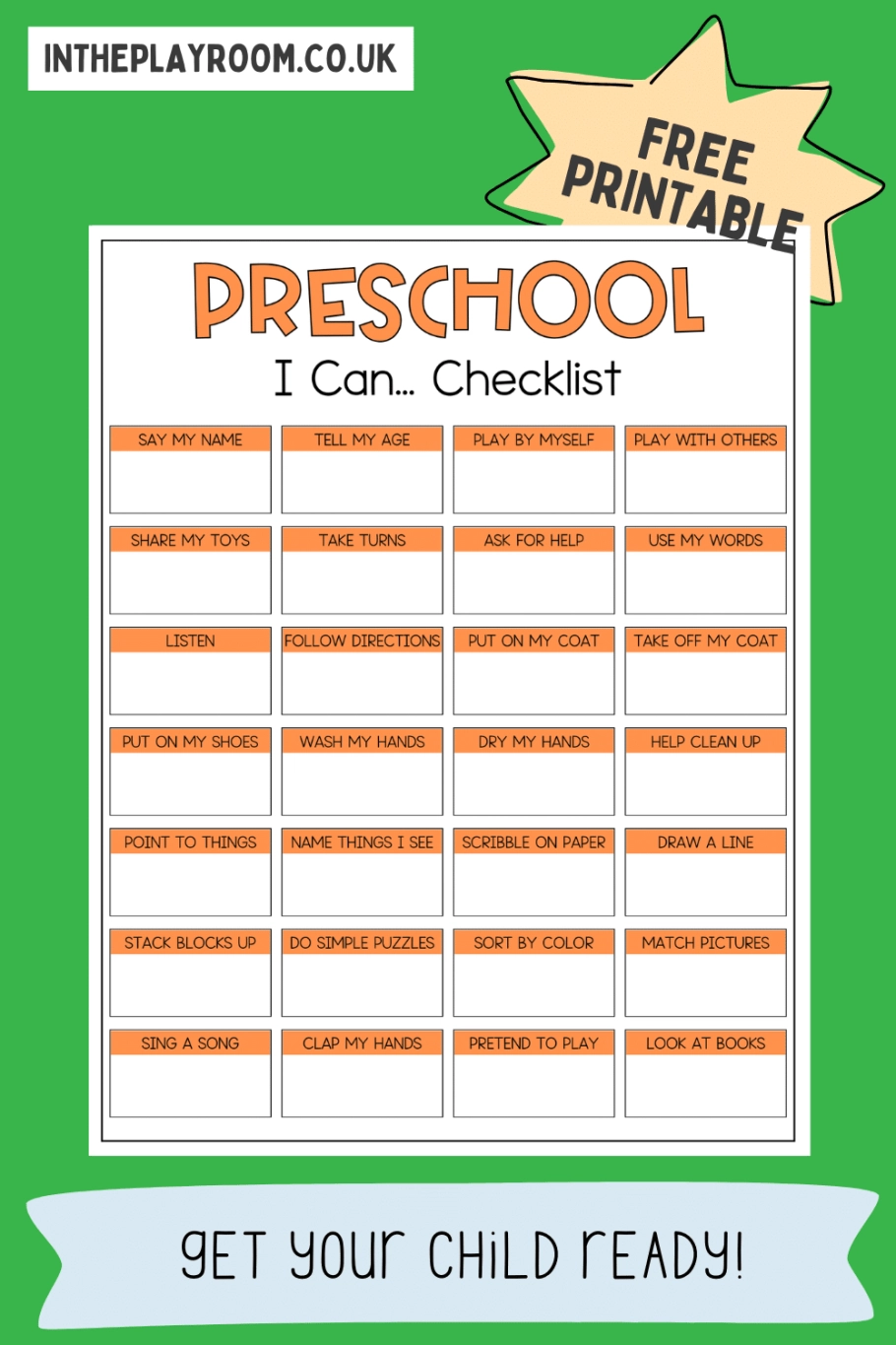 Preschool Readiness Skills Checklist Free Printable In The Playroom Preschool Readiness Skills Checklist Free Printable In The Playroom