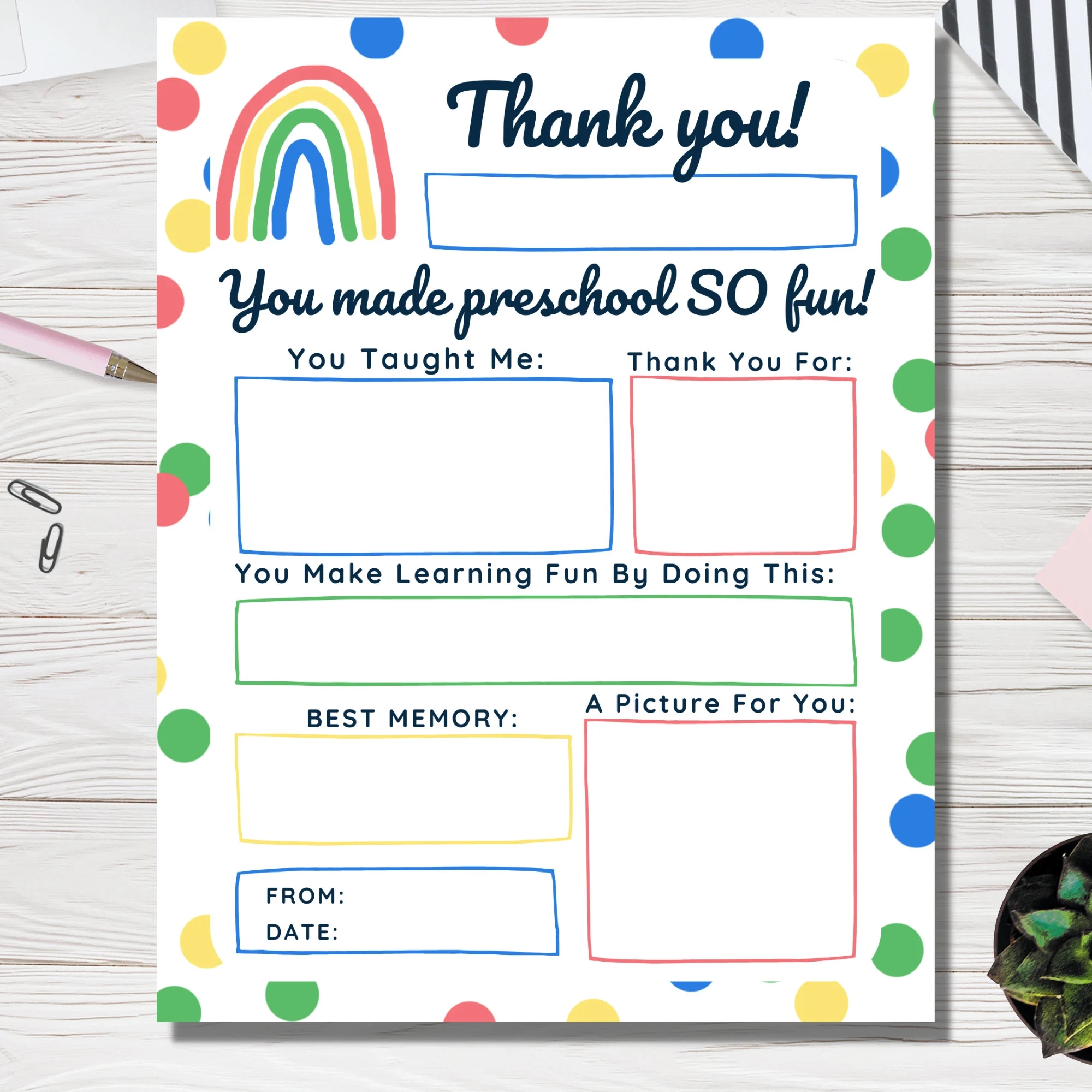 Preschool Teacher Gift Printable Pre k Nursery School Gift All About My Teacher Fill In Editable Canva Instant Download PDF End Of Year Etsy