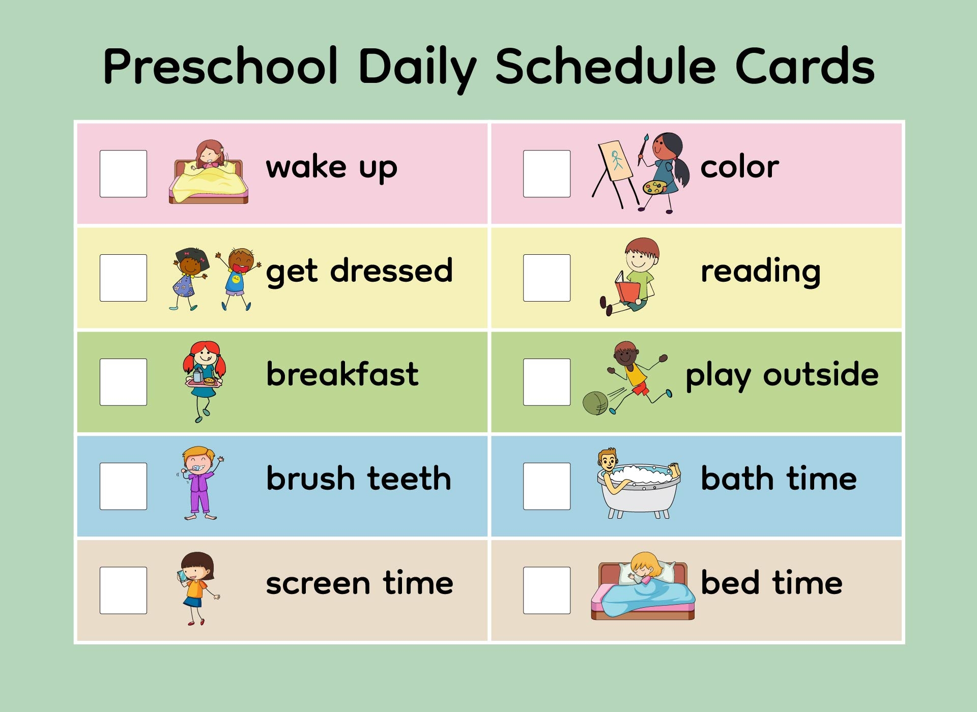 Preschool Visual Daily Schedule 12 Free PDF Printables Printablee