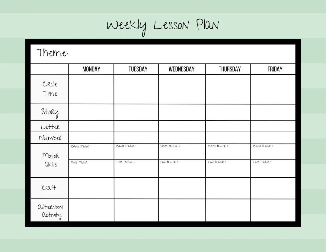 Preschool Weekly Lesson Plan Template Homeschool Printable PDF Etsy Preschool Weekly Lesson Plan Template Homeschool Printable PDF Etsy