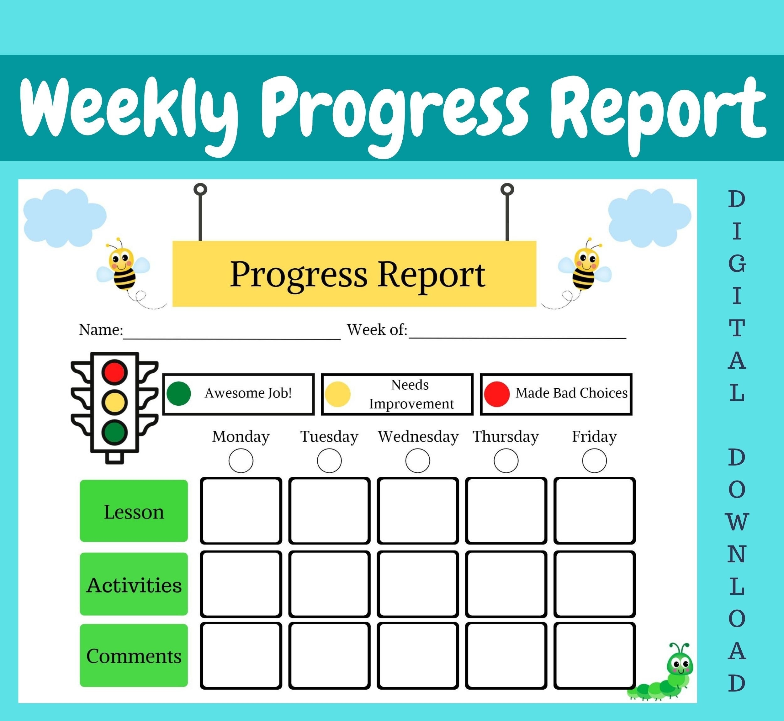 Preschool Weekly Progress Report Template Preschool Weekly Progress Report Template