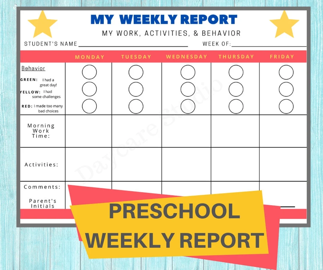 Preschool Weekly Report Daycare Parent Communication PDF Printable Etsy Preschool Weekly Report Daycare Parent Communication PDF Printable Etsy