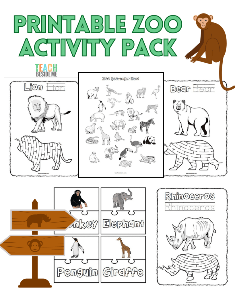 Preschool Zoo Scavenger Hunt Printable Activity Pack Teach Beside Me
