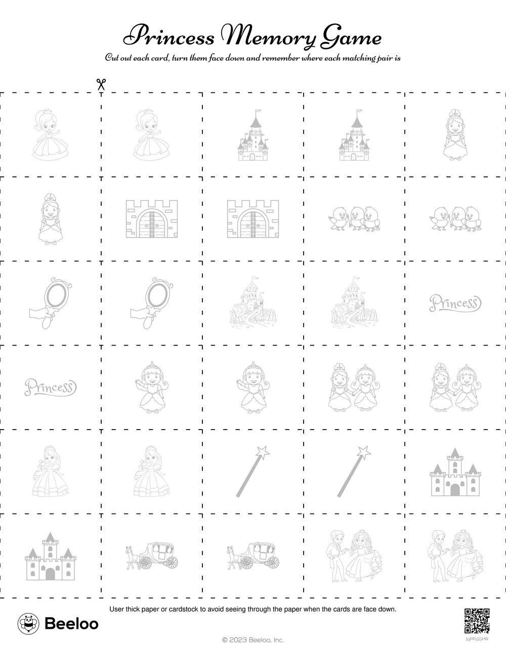 Princess themed Memory Games Beeloo Printable Crafts And Activities For Kids