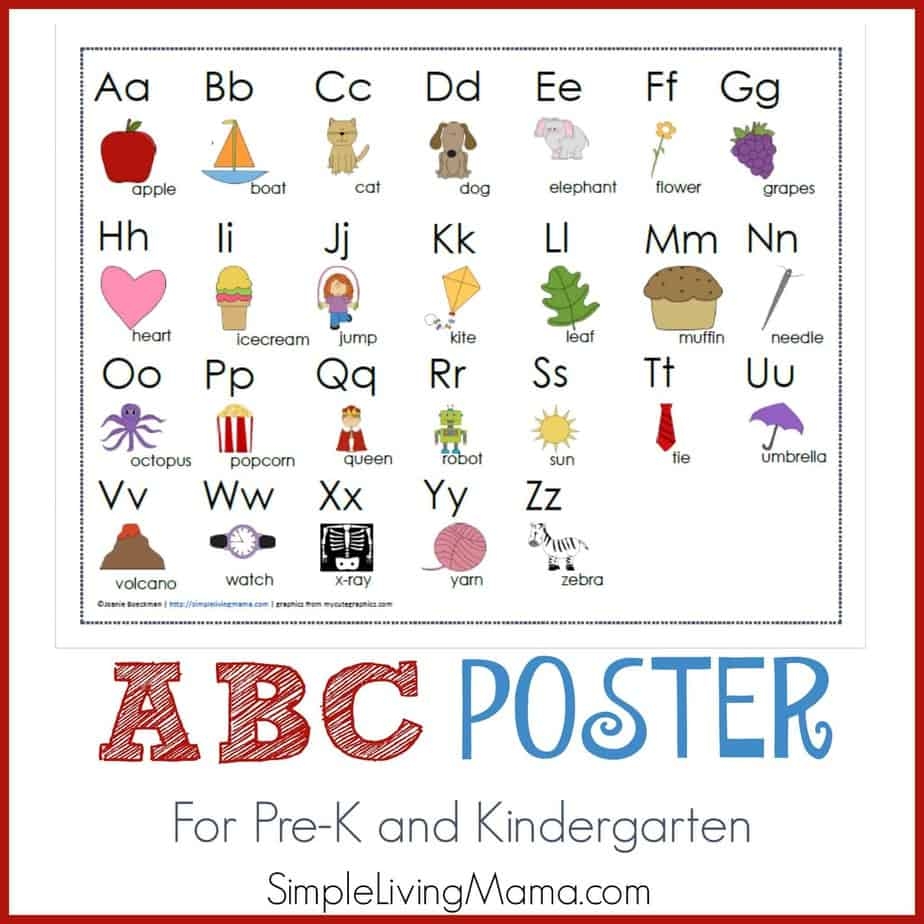 Printable ABC Poster Alphabet Learning Letter Sounds Chart Simple Living Mama Printable ABC Poster Alphabet Learning Letter Sounds Chart Simple Living Mama