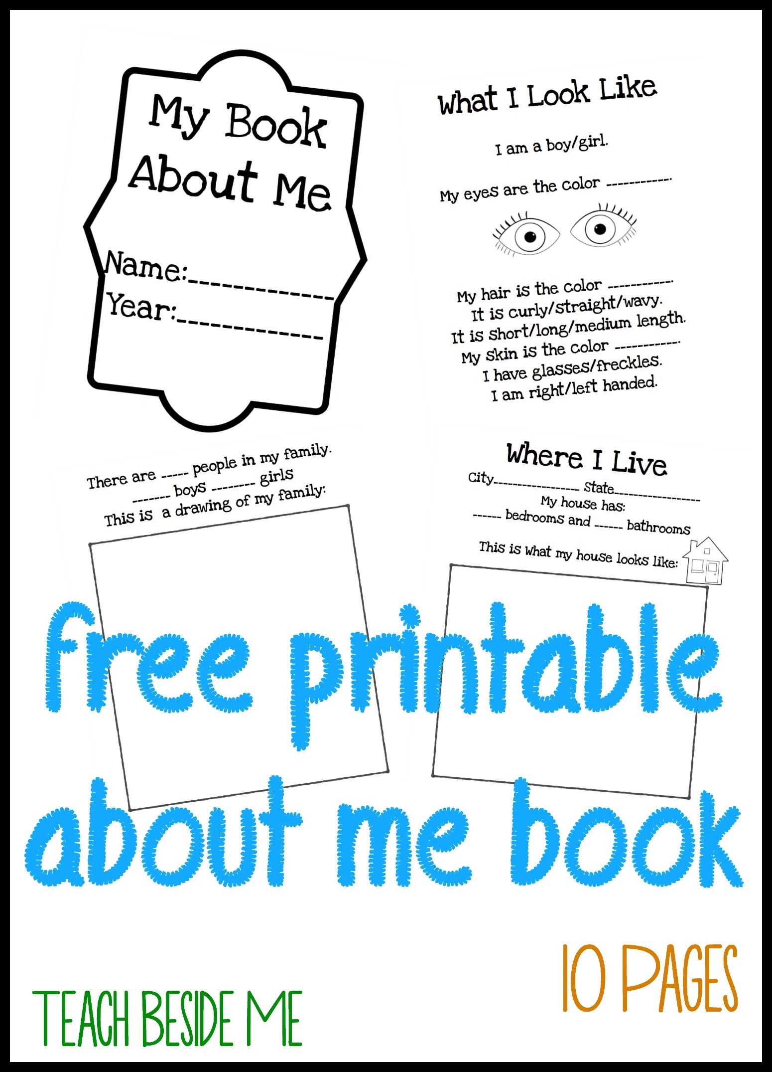 Printable All About Me Book For Kids Teach Beside Me