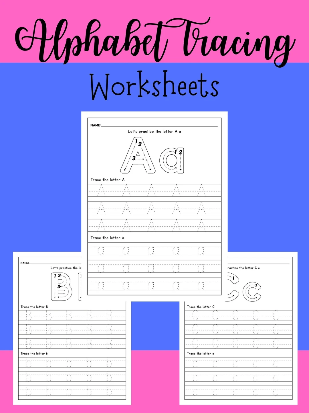 Printable Alphabet Tracing Worksheets 26 Pages With Stroke Order Capital And Lowercase Letters Perfect For Preschool Kindergarten Etsy
