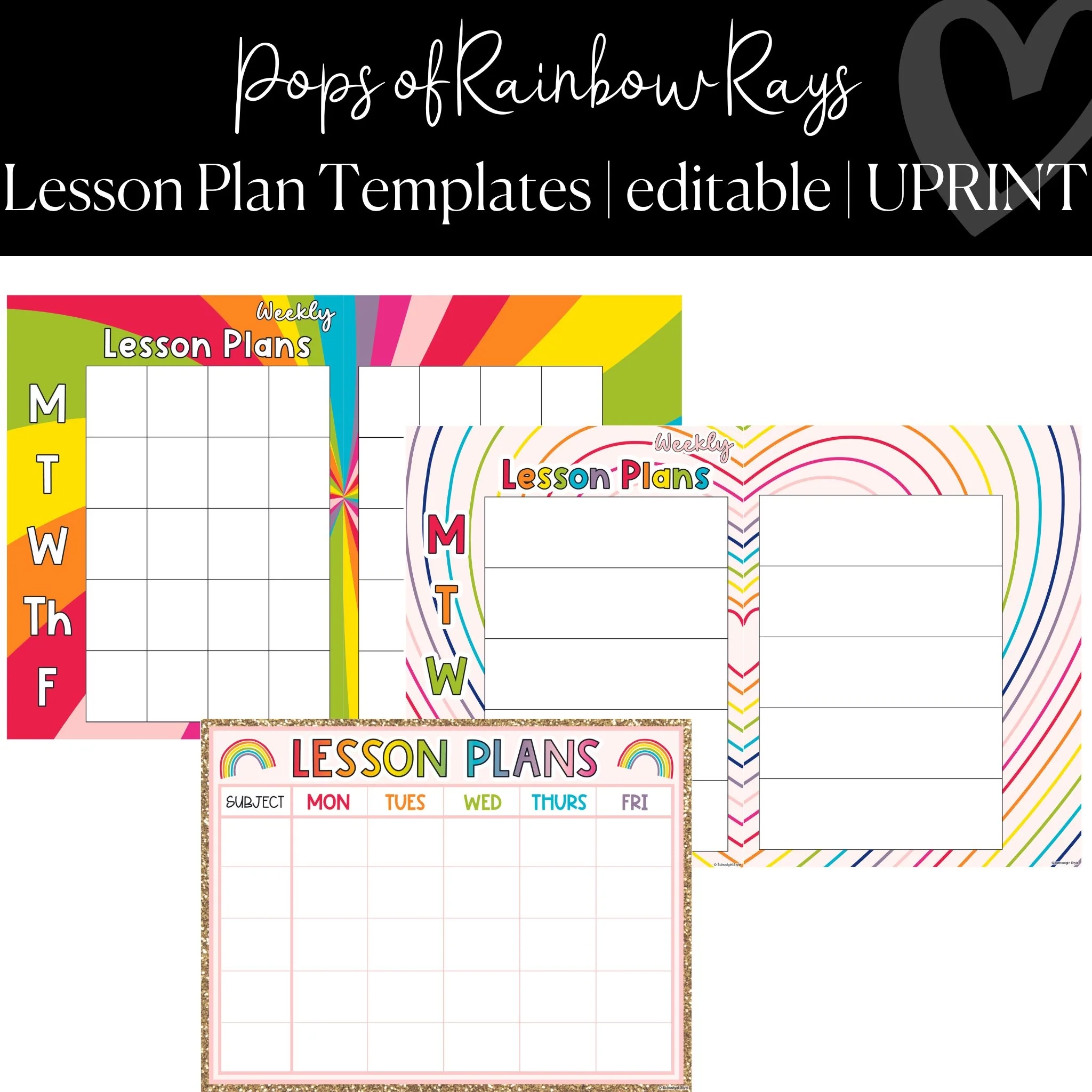 Printable And Editable Lesson Plan Templates Pops Of Rainbow Rays Schoolgirl Style Printable And Editable Lesson Plan Templates Pops Of Rainbow Rays Schoolgirl Style