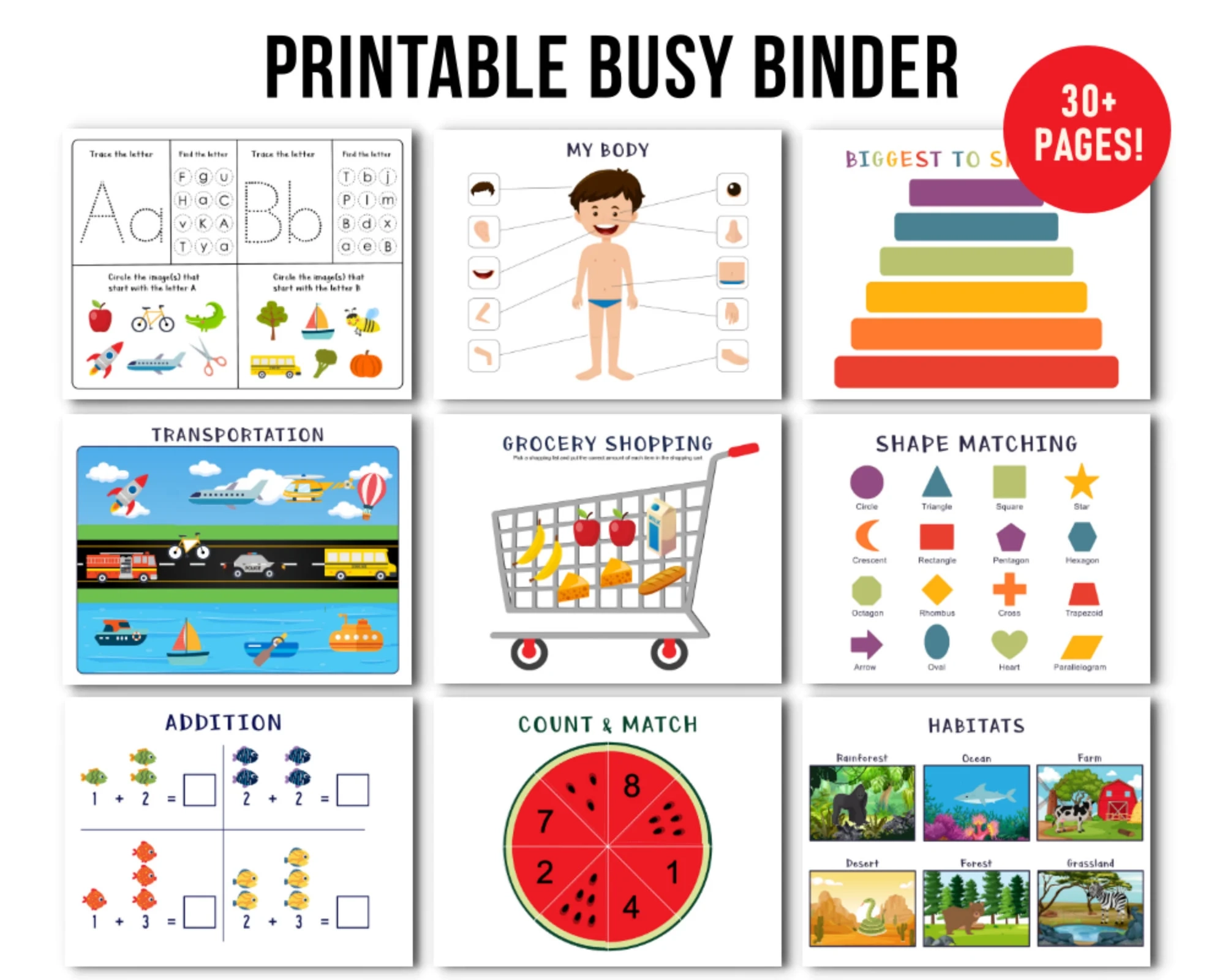 Printable Busy Book For Pre k And Kindergarten Printables For Kids Printable Busy Binder Quiet Book Home School Printable Educational Etsy New Zealand