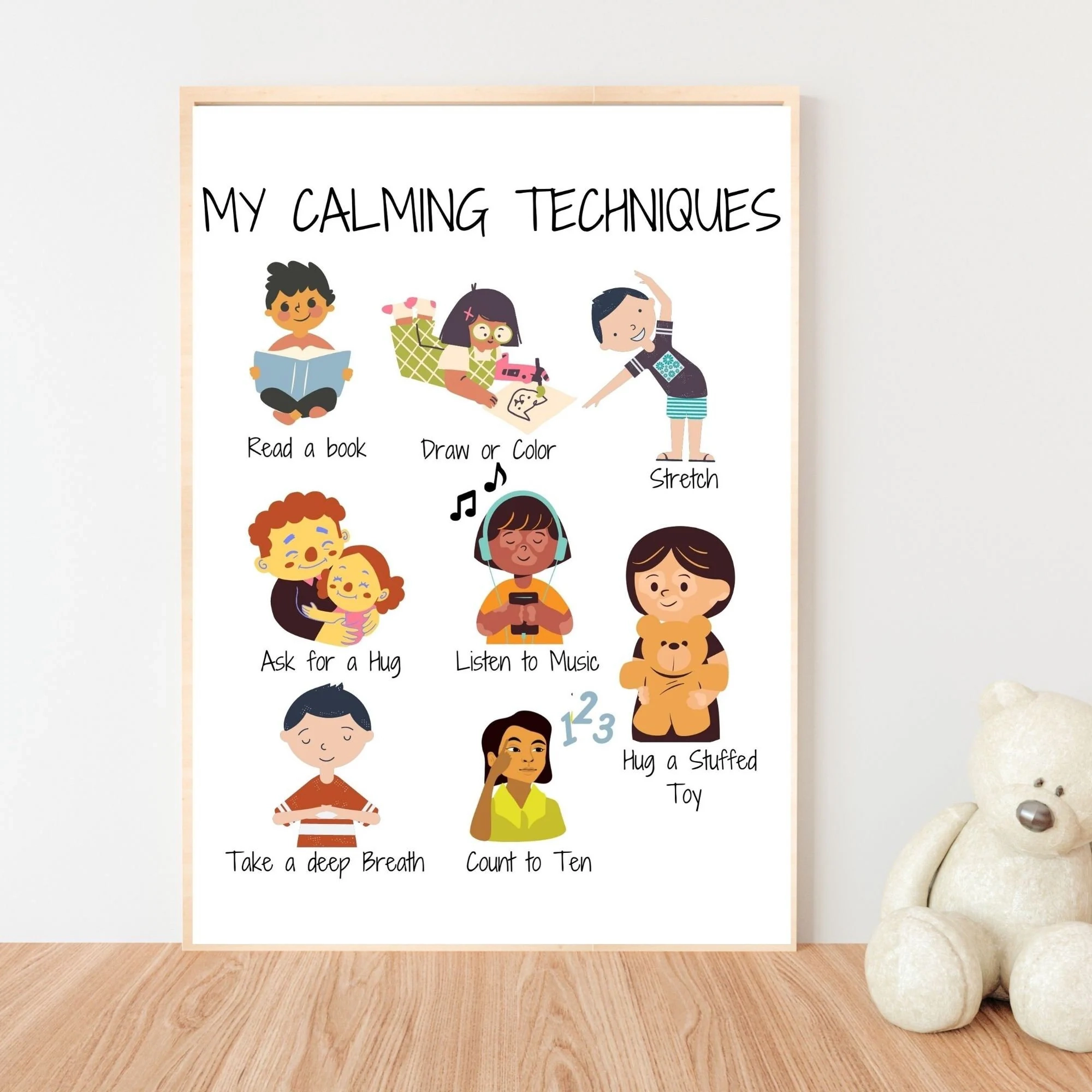 Printable Calming Techniques For Kids Calm Corner Preschool Educational Poster Calm Down Zone Nursery Montessori Classroom Wall Art Decor Etsy