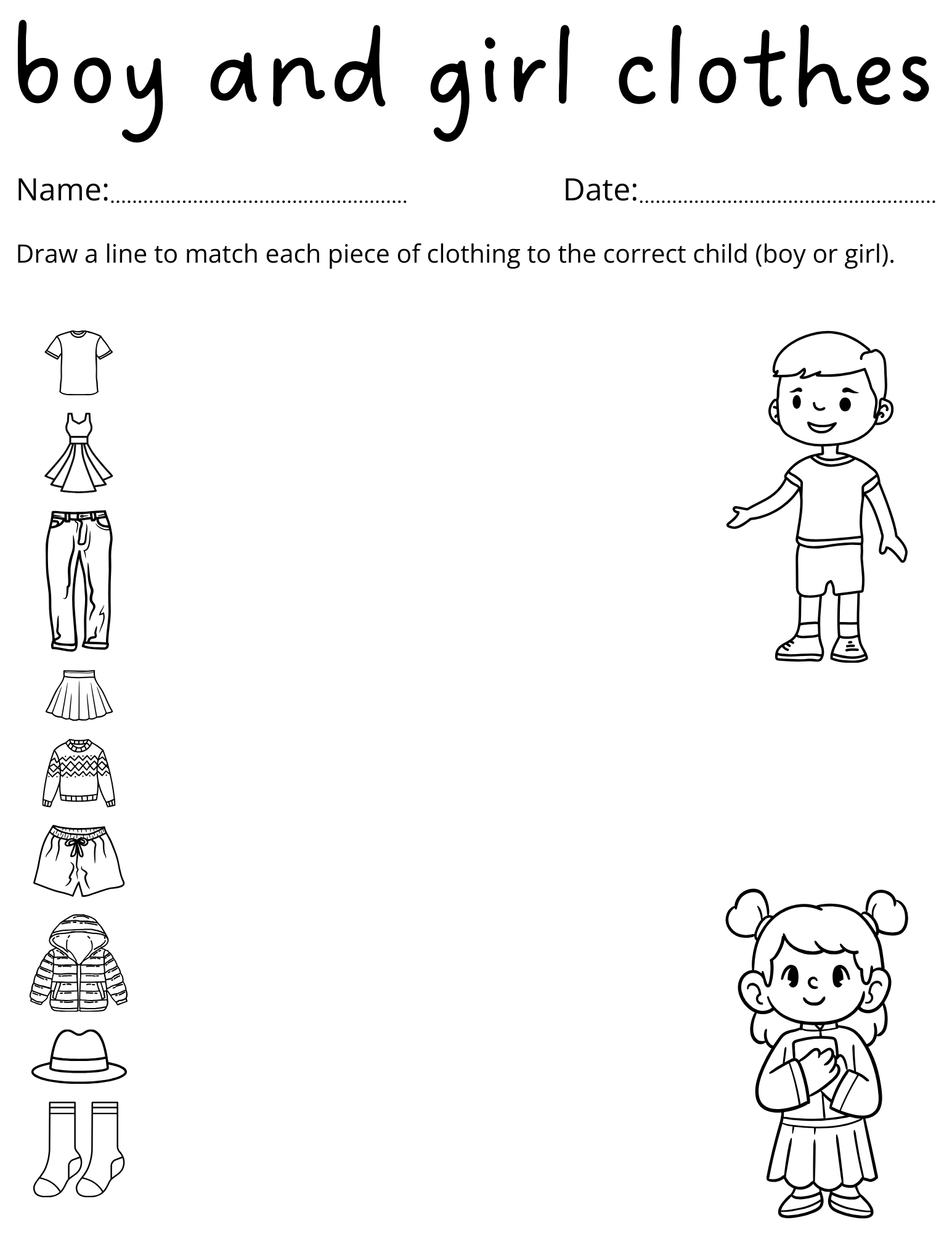 Printable Clothing Boy And Girl Things Activities Worksheet For Kindergarten Made By Teachers