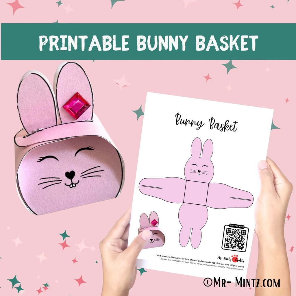 Printable Easter Bunny Basket Template For Kids Mr Mintz Easy Crafts And Activities For Kids Printable Easter Bunny Basket Template For Kids Mr Mintz Easy Crafts And Activities For Kids