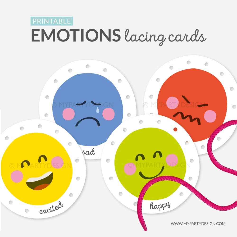 Printable Emotions Lacing Cards My Party Design