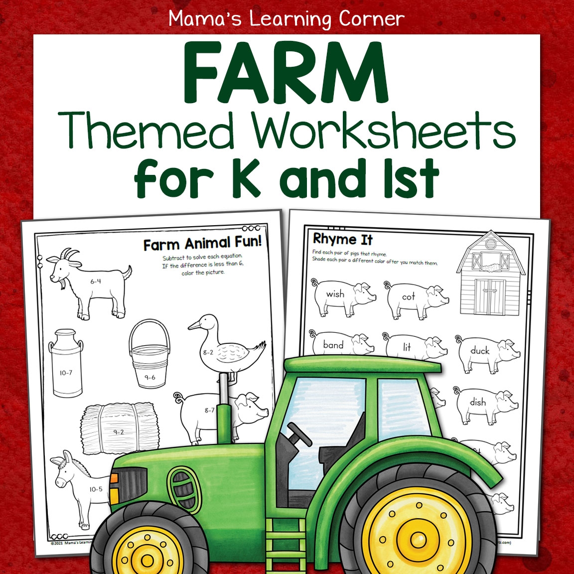 Printable Farm Worksheet Packet For Kindergarten First Grade Mamas Learning Corner Printable Farm Worksheet Packet For Kindergarten First Grade Mamas Learning Corner
