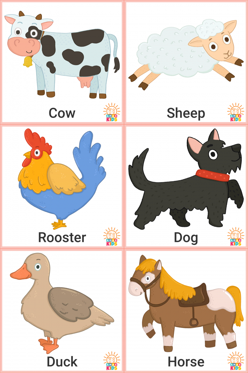 Printable Flashcards For Kids Farm Animals Amax Kids Worksheets Library