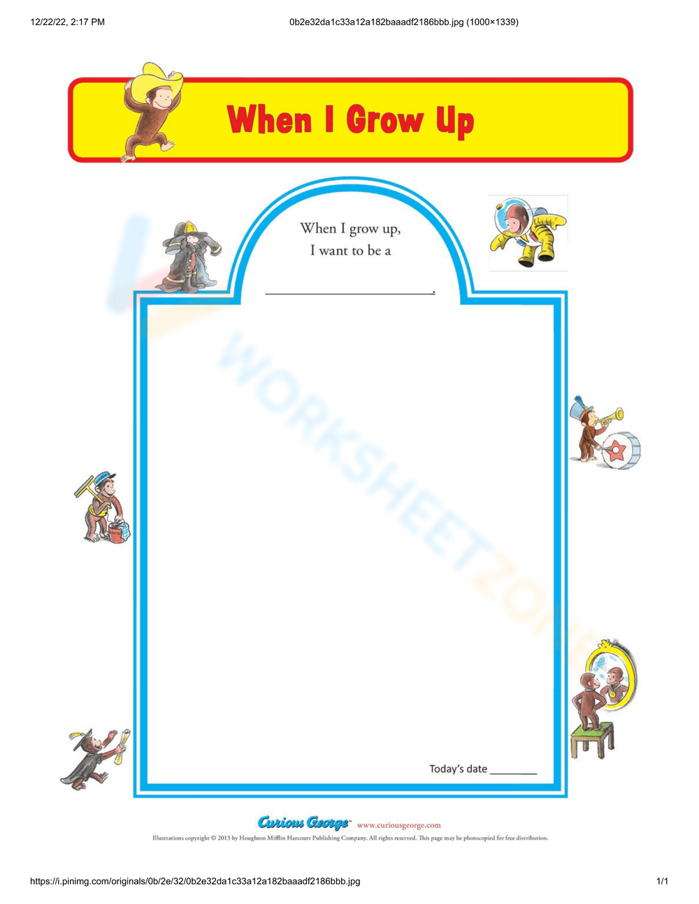 Printable Grade 1 When I Grow Up Worksheets