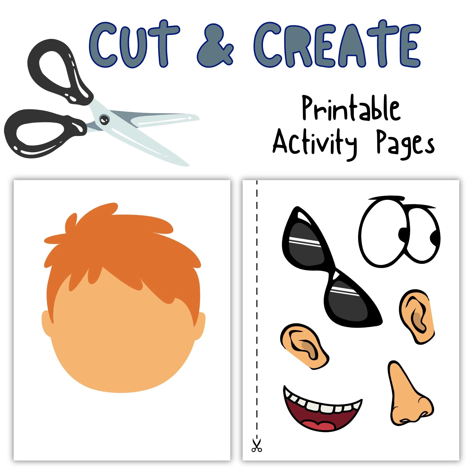 Printable Interactive Fun Engaging Cut And Paste Boy Face Project For Kids Etsy