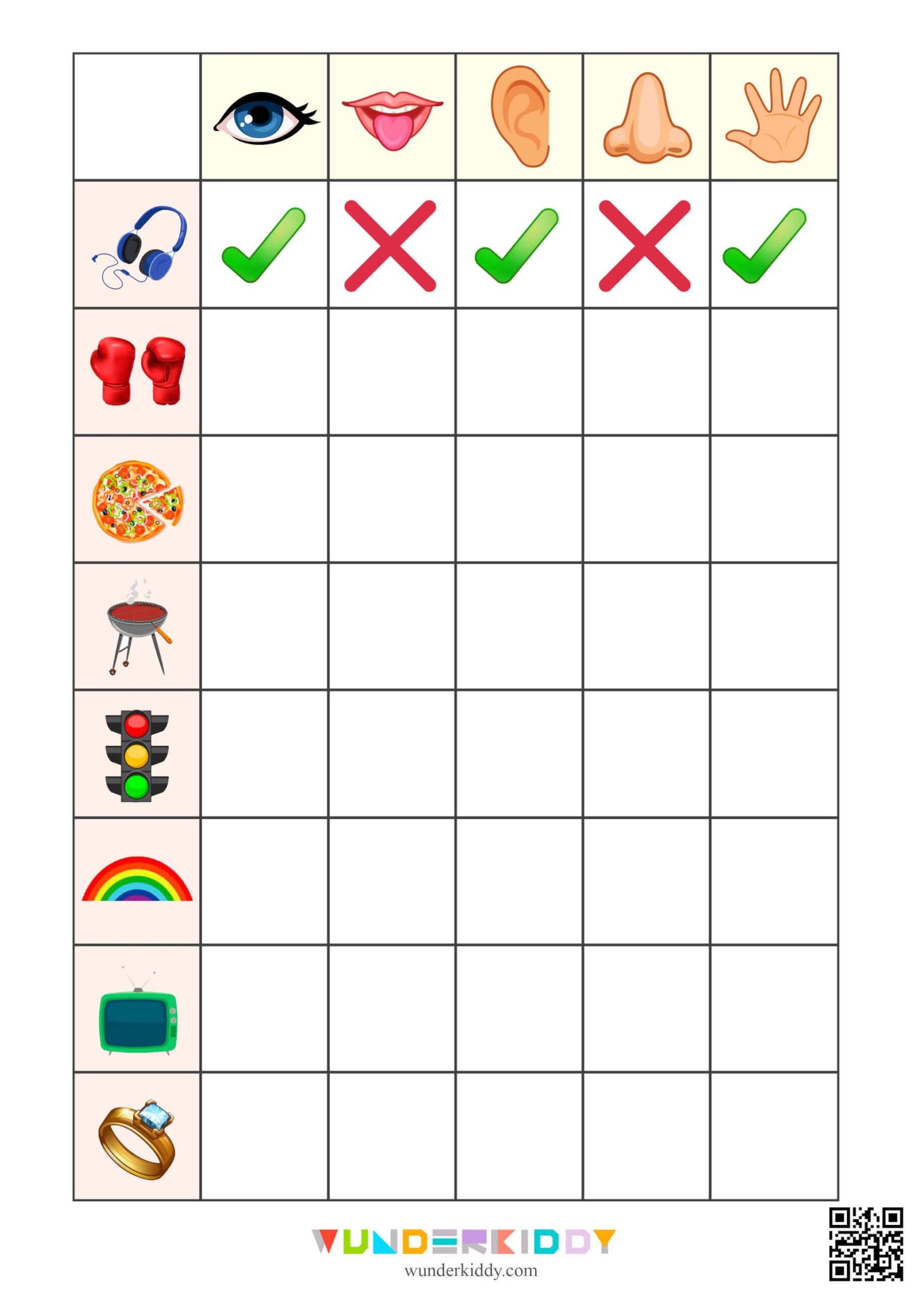 Printable My Five Senses Sorting Activity For Preschoolers