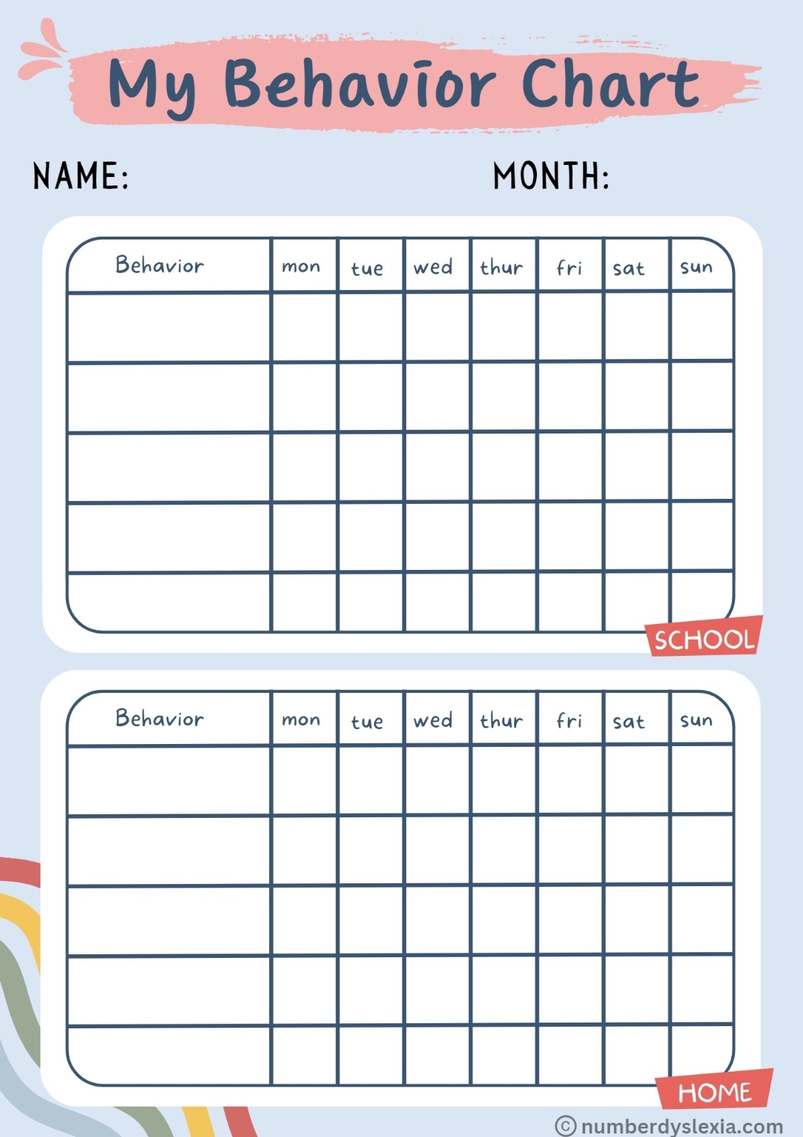 Printable Preschool Behavior Chart Template PDF Included Number Dyslexia Printable Preschool Behavior Chart Template PDF Included Number Dyslexia