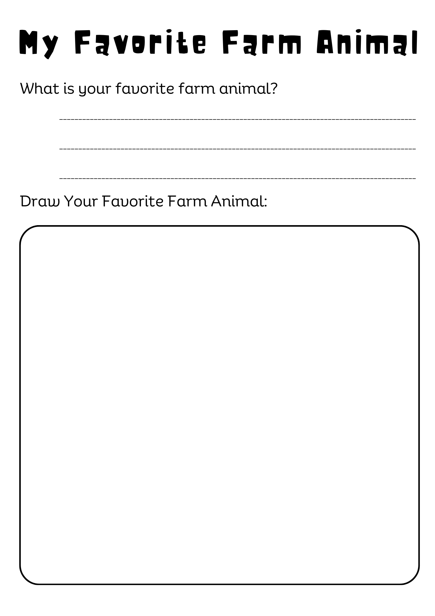 Printable Preschool My Favorite Farm Animal Worksheet For Kindergarten Made By Teachers