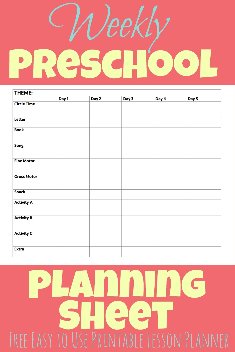 Printable Preschool Week Planning Sheet More Excellent Me Printable Preschool Week Planning Sheet More Excellent Me