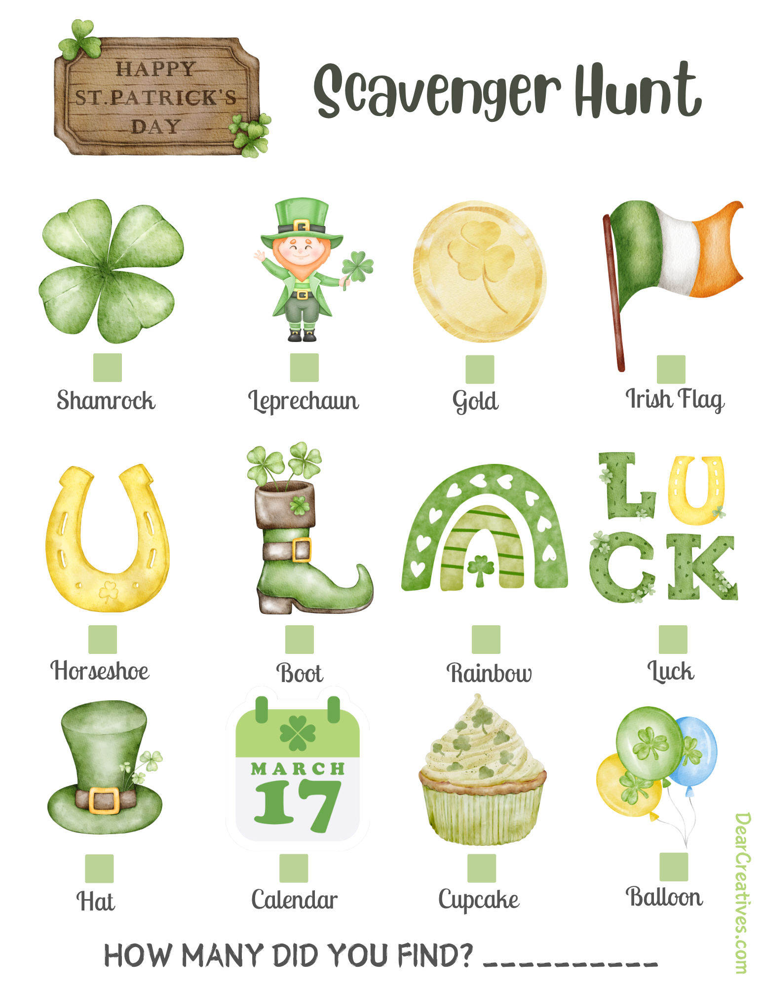 Printable Scavenger Hunt St Patrick s Day Free PDF PNG