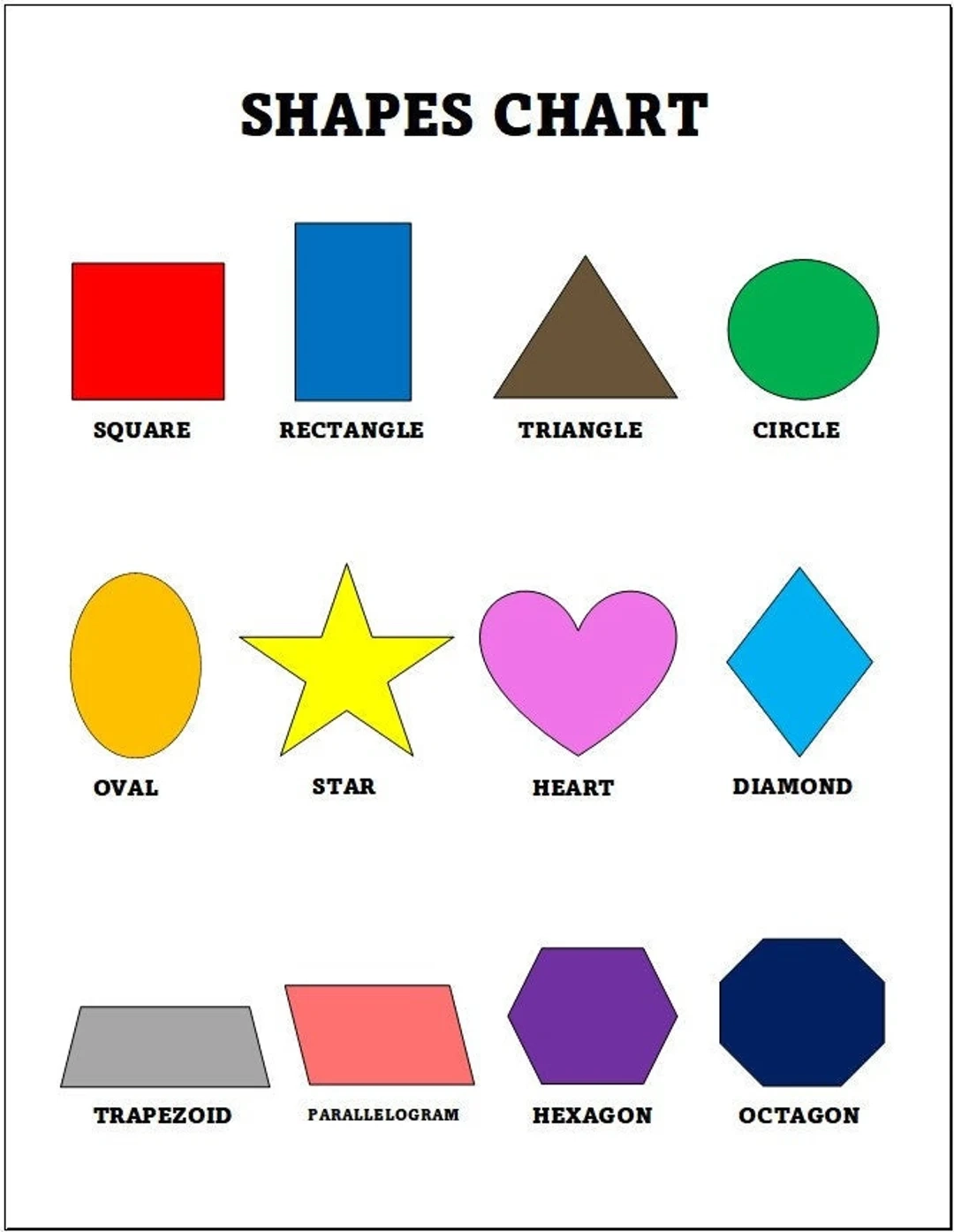 Printable Shapes Chart Home School Learning PDF File Etsy Israel Printable Shapes Chart Home School Learning PDF File Etsy Israel