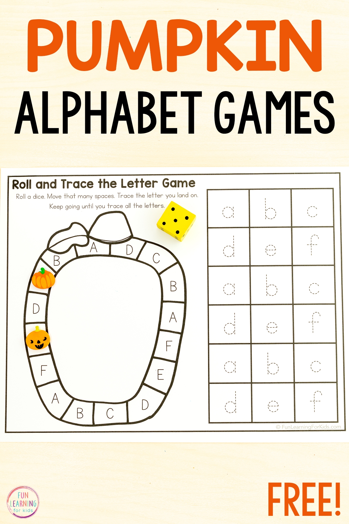 Pumpkin Alphabet Board Game Worksheets For Fall In Elementary