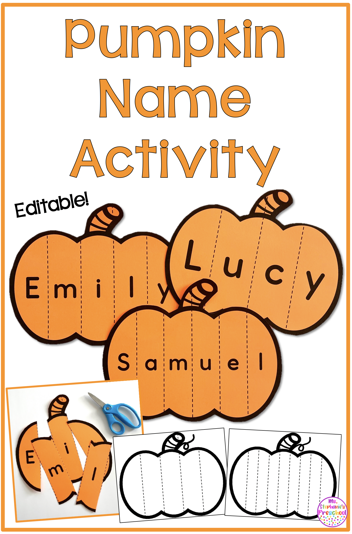Pumpkin Name Craft Activity Ms Stephanie s Preschool